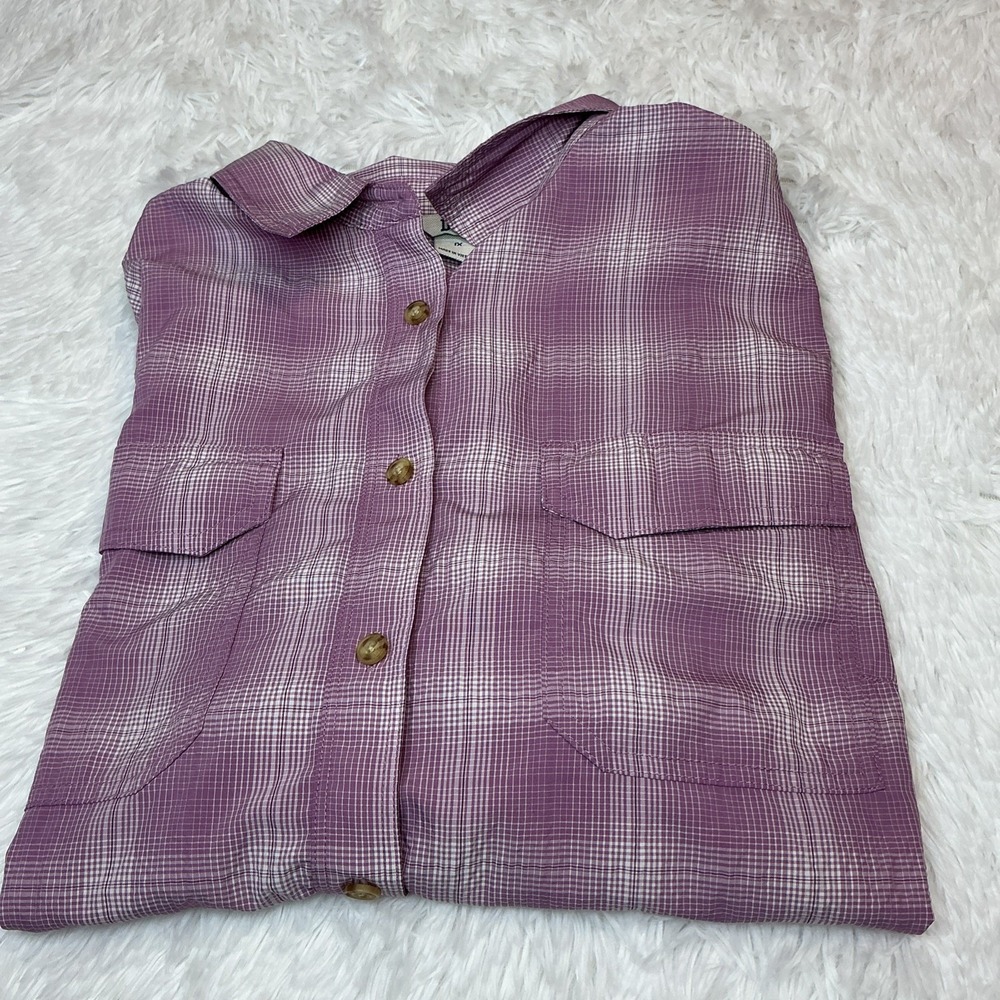 Duluth Trading Company Women's 1x Long Sleeve Button Down Purple Shirt